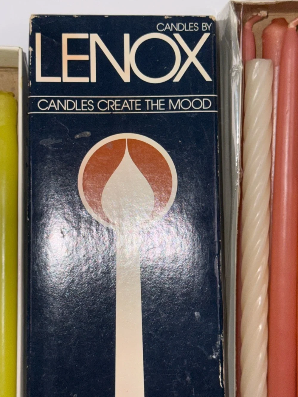 2 Boxes of 1980's Vintage Lenox Candles (Pink/Green/Yellow)